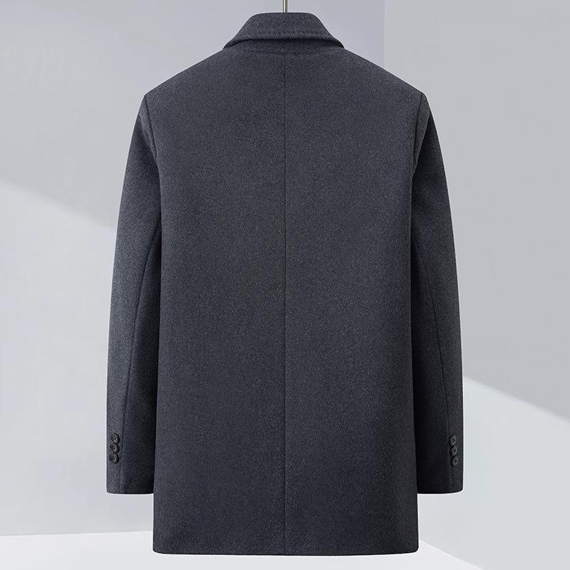 Men's Woolen Coat with Removable Liner - Casual & Business Winter Jacket for Middle-Aged
