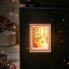 Christmas Refrigerator Magnets 3Pcs Light-up Frame Magnet, Vintage Wooden Picture Frames with Lights Fridge Glowing Magnetic Holder for Cabinet Locker