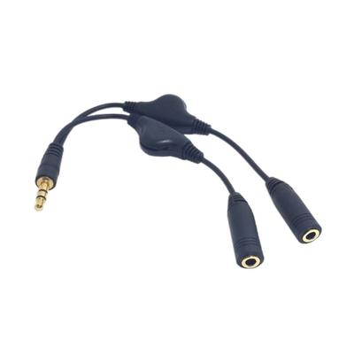 3.5mm Male To Double Female Headphone Headset Y Splitter Cable with Volumes Control Switches Headset Splitter for PC