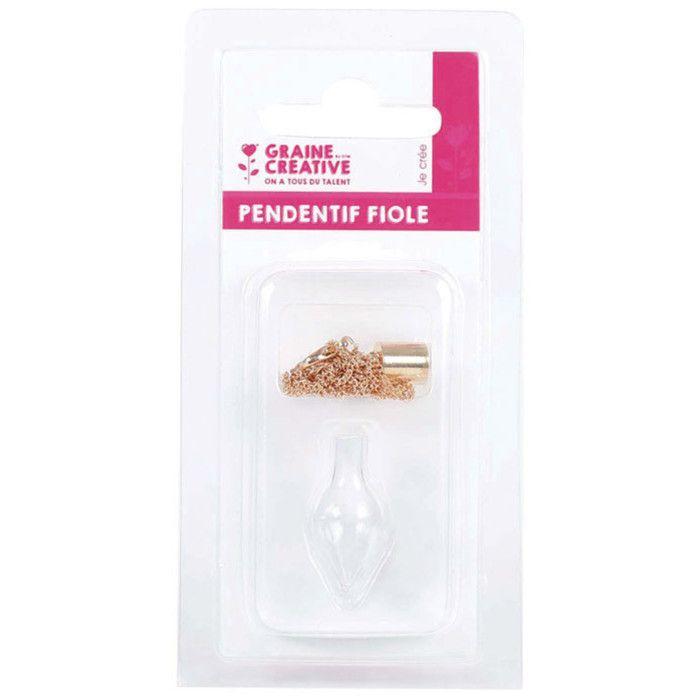 Přívěsek - Růžové zlato - Skleněná baňka - 3 cm - Kapka - Personalizovatelné šperky