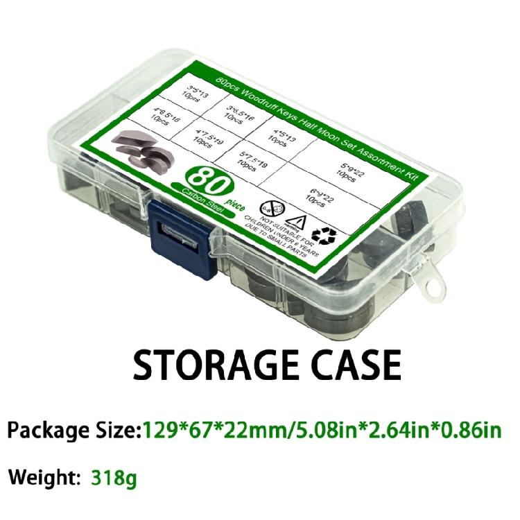 Strong Woodruff Key Assortment 80Pcs Resistant Machine Component Key Easy to Carry for Rotating Shafts & Gears