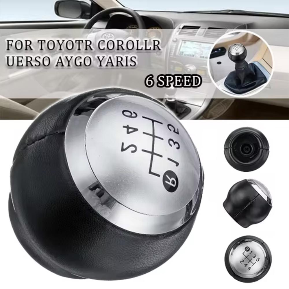6-Speed Car Gear Head Shift Knob Cover Gear Lever Shift Lever Handball Black Leather Version Suitable For Toyota