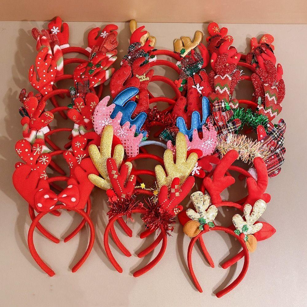 5PCS Santa's Hat Christmas Hair Hoop Snowman New Year Hairband Cute 2025 Headband  Prom Props