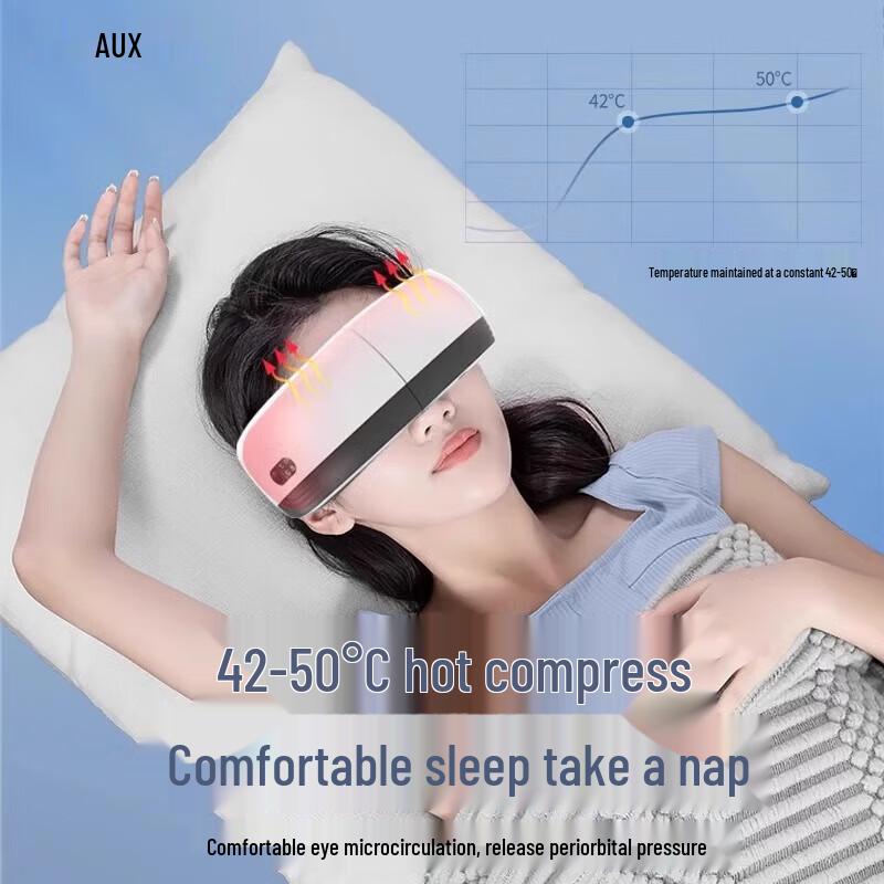 Aux Smart Foldable Eye Massager with Heat, Vibration, and Bluetooth Music