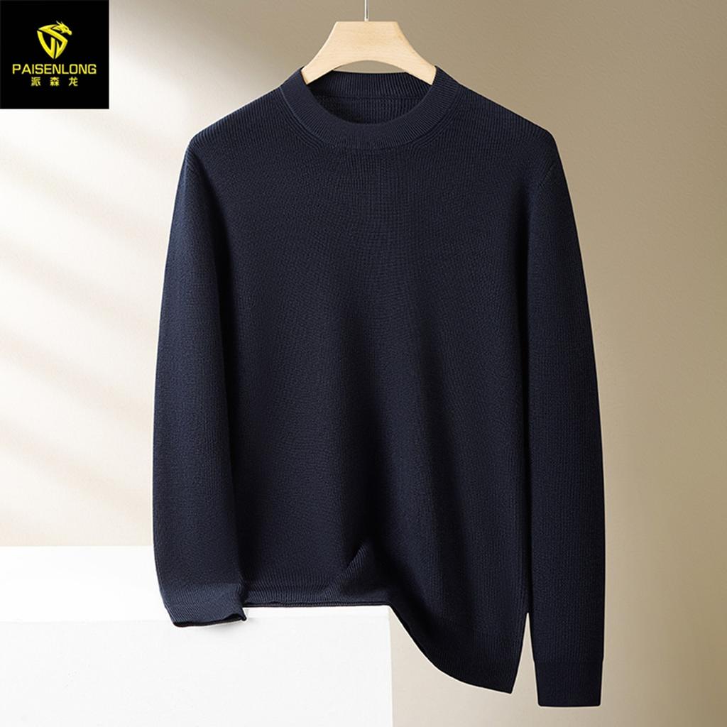 Autumn And Winter New High-Quality Wool Men'S Knitted Sweater Ingot Needle Warm Middle-Aged Men'S Wool Sweater