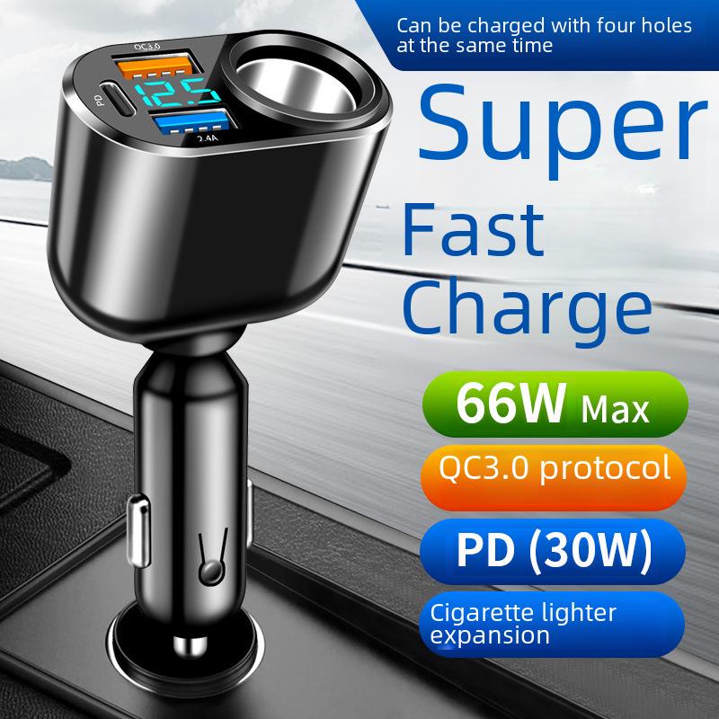 

Новое автомобильное зарядное устройство с двумя портами USB Type-C, цифровым дисплеем и быстрой зарядкой QC3.0: Расширяет порт прикуривателя. QC3.0+2.4A+Type-C