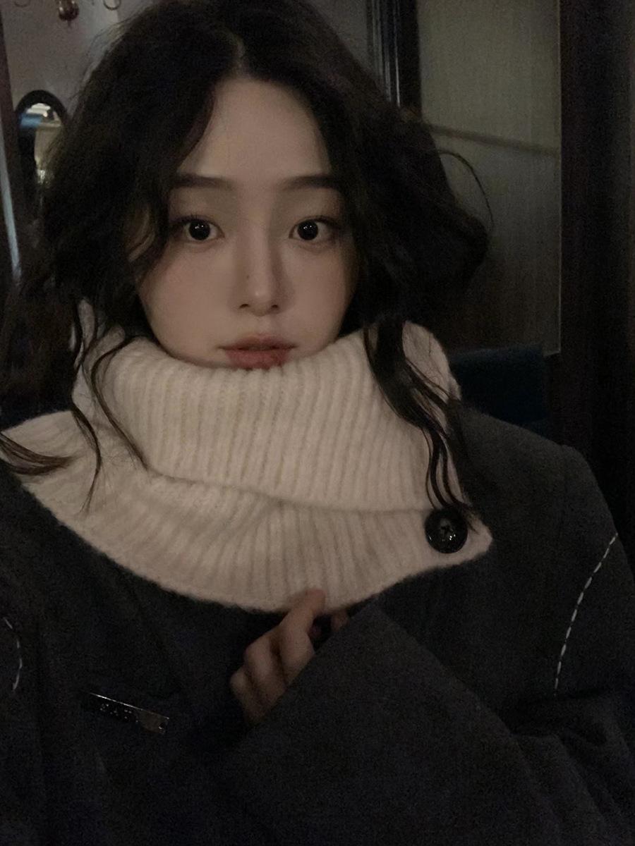 

Scarf Women s Autumn and Winter Button Scarf Warm Neck Cover Neck Protector Knitted Shawl Tide Knitted Wool