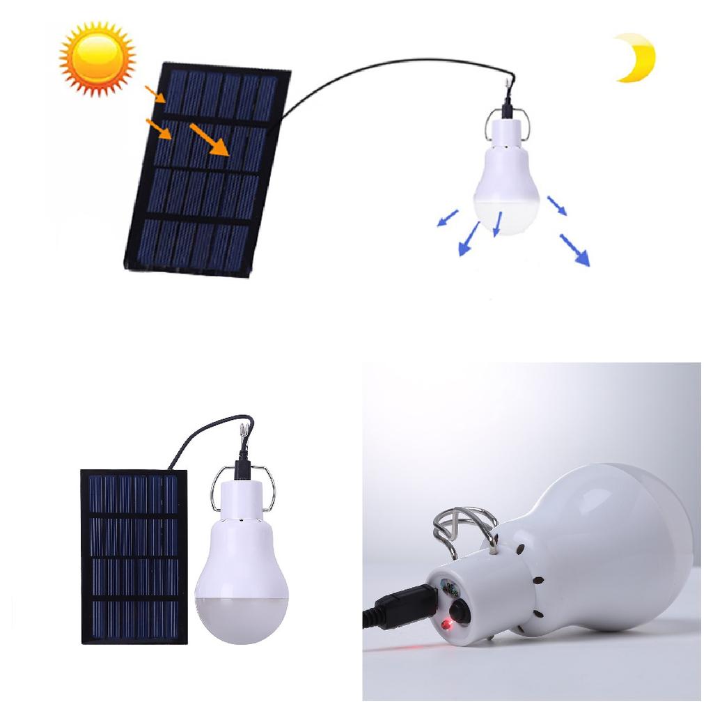 1× Portable Solar Panel Powered LED Light Bulb Camping Tent Lamp Indoor Outdoor
