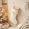 Festive Fireplace Mantle Decor Large Ruffled Cuff Christmas Stockings, Thick Xmas Gift Sack with Hanging Small Candy Pouches for Rope, Present