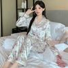 Cute Bunny Cartoon Ice Silk Pajamas Women'S Spring And Autumn Thin Long-Sleeved Trousers Two-Piece Loungewear