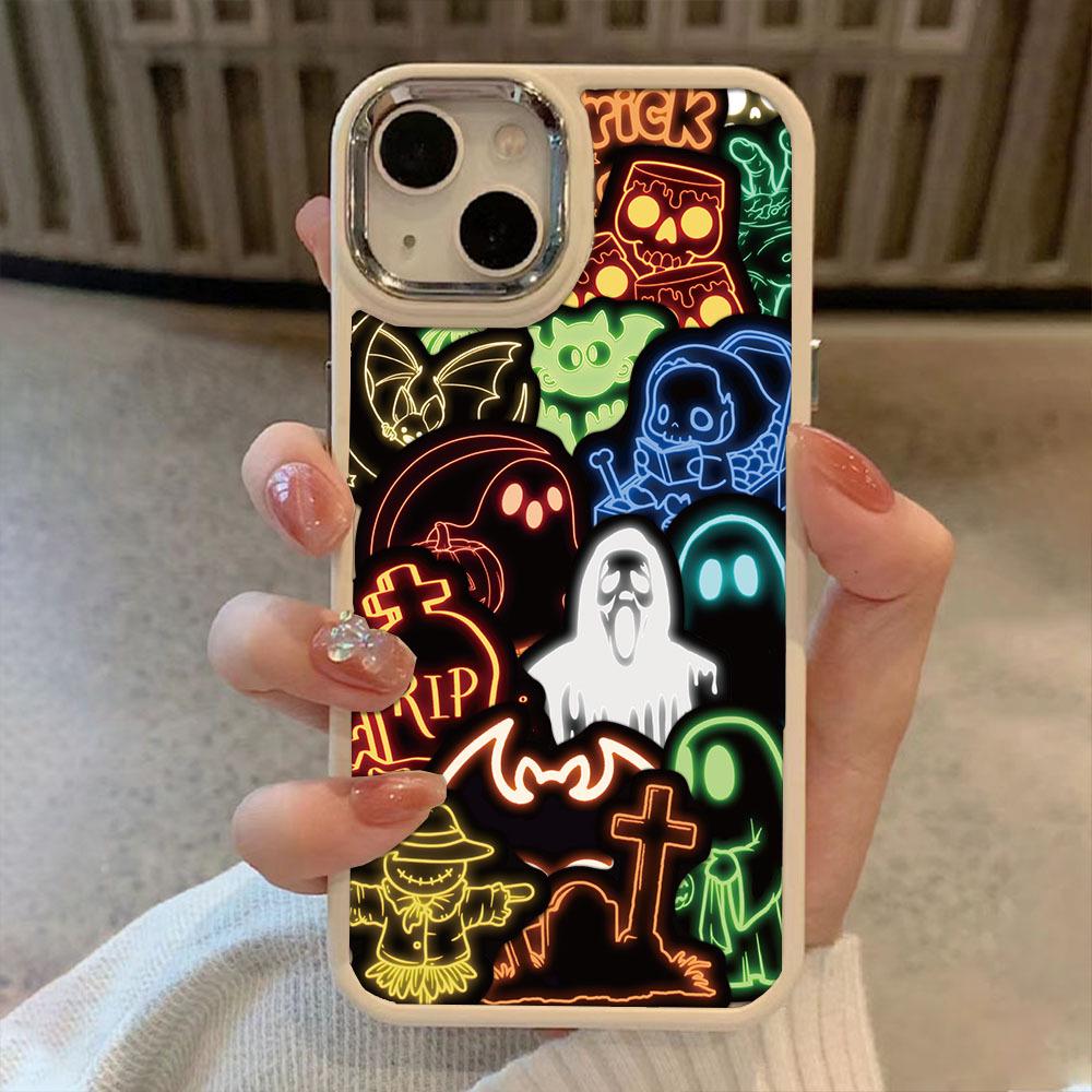 50 Cute Neon Halloween Cartoon Stickers for DIY Decor: Phone Cases, Water Bottles, Notebooks