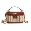 Women's Square Shoulder Bag Square Bag with Woven Chain Pouch Ethnic Bohemian Style