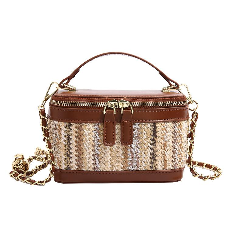 Women's Square Shoulder Bag Square Bag with Woven Chain Pouch Ethnic Bohemian Style