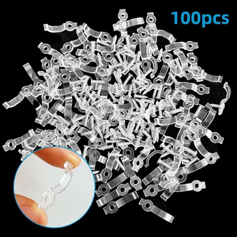 100Pcs Transparency LED Bar Light Mounting Clips With 10mm Wide for Waterproof Light Strips Fixing and Secure Install