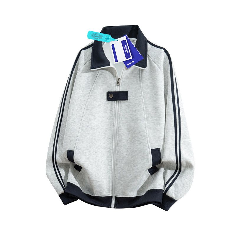 Wassup American Retro Three-Stripe Sports Jacket for Men, Autumn and Winter Loose Casual Trendy Versatile Stand-Up Collar Jacket for Women