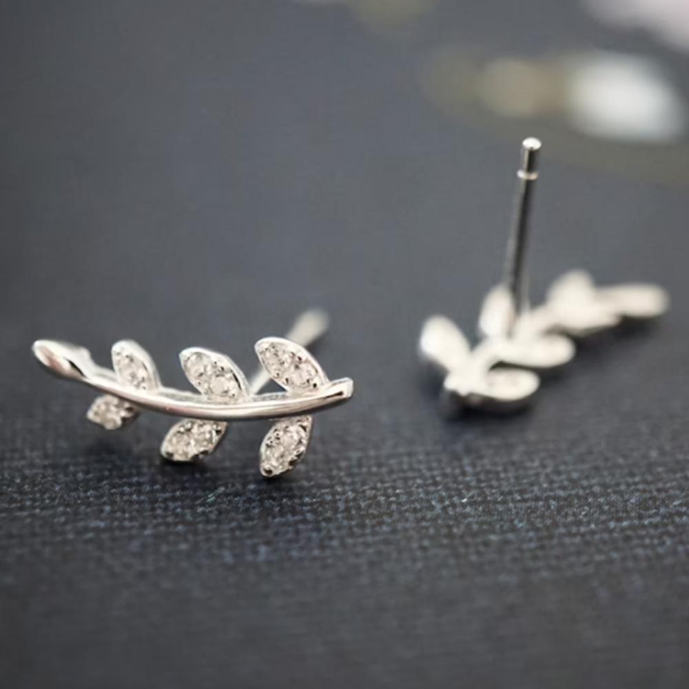 1Pc Plated Leaf Earrings Synthetic Zircon Leaf Earrings Multifunctional Earrings