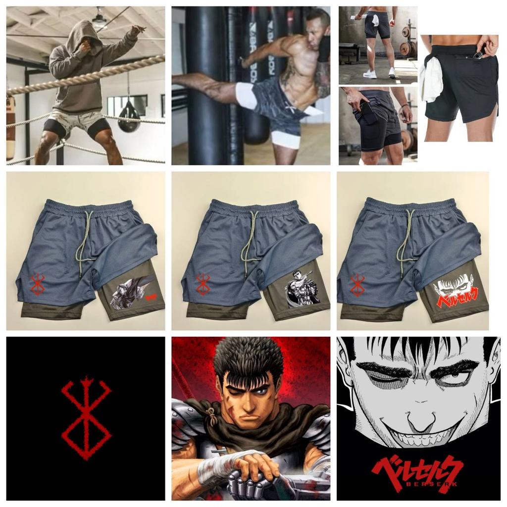 Berserk Muay Thai Kickboksing UFC MMA Mixed Martial Arts Shorts Anime Menn Kvinner Unisex Dobbelt Lag Hurtigtørkende Pustende Sport Gym Fitness Trening