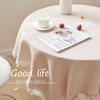 Nordisk Stil Bomulls- och Linnefransad Duk för Små Runda Bord och Sidebord