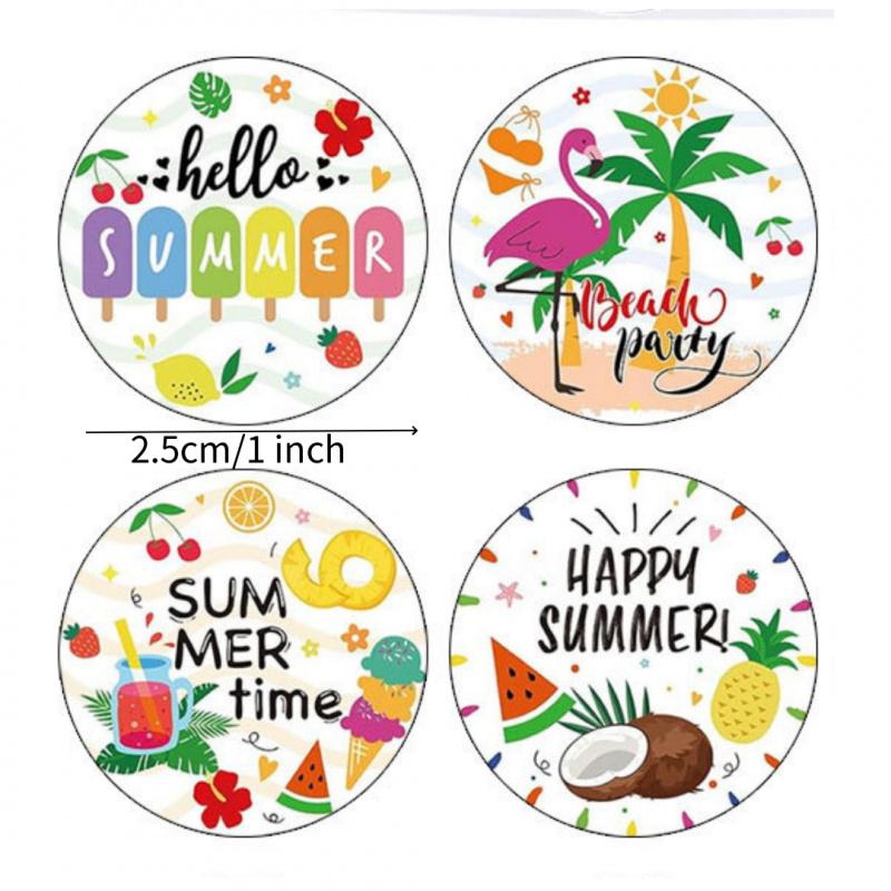 500pcs/Roll Summer Beach Stickers, DIY Envelope Sealing Labels for Gift Wrapping, Baking Cake Decoration, Summer Party Adhesive