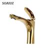 Titanium Maple Leaf Cold and Hot Built-in Washbasin Faucet, Gold Mixed Water Single Hole Countertop Washbasin Faucet