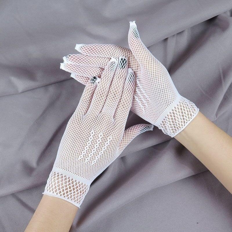 Elegant Stretchy Fishnet Gloves For Weddings Formal Event Elastic Short Gloves Breathable Comfortable Handwear for Party
