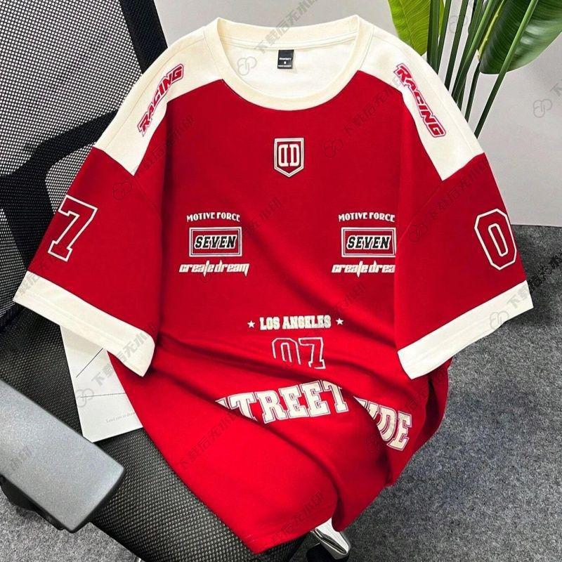 

New Customer Offer: Versatile High-Quality Retro American Men s Trendy Loose Fit Printed T-Shirt M Premium Fabric