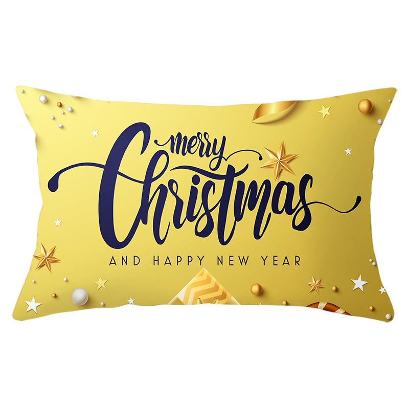 New Christmas Peach Skin Waist Pillowcase Gold Series Sofa Cushion Cover Bedside Pillow Cover