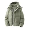 Men's Winter Down Jacket with Detachable Hood - 90% White Duck Down, Solid Color, Versatile Youth Style