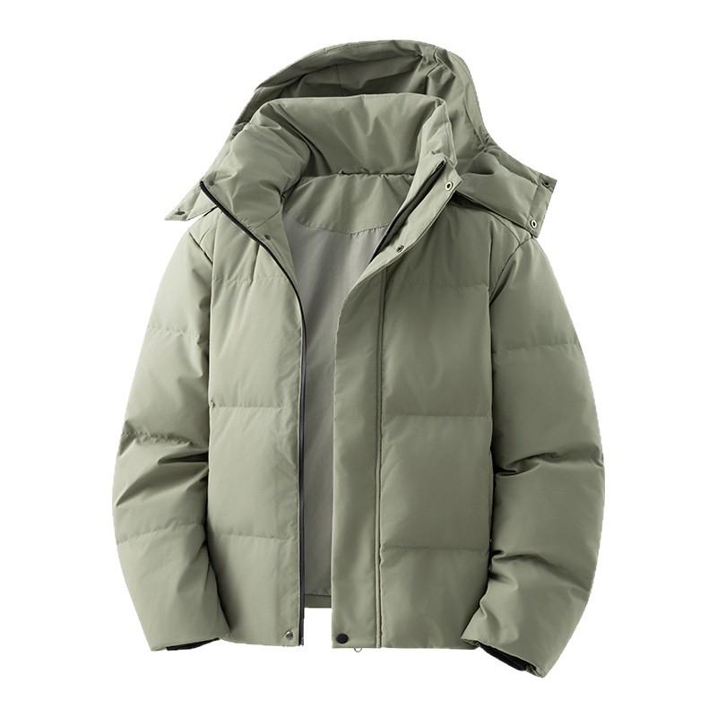Men's Winter Down Jacket with Detachable Hood - 90% White Duck Down, Solid Color, Versatile Youth Style