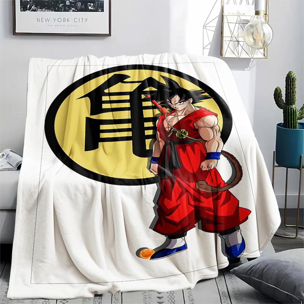 Flanelová deka s potiskem postav z Dragon Ball, Vysoce kvalitní, Pohodlná pro všechna roční období, Domácí dekorace, Teplo a pohodlí, Perfektní jako vánoční dárky