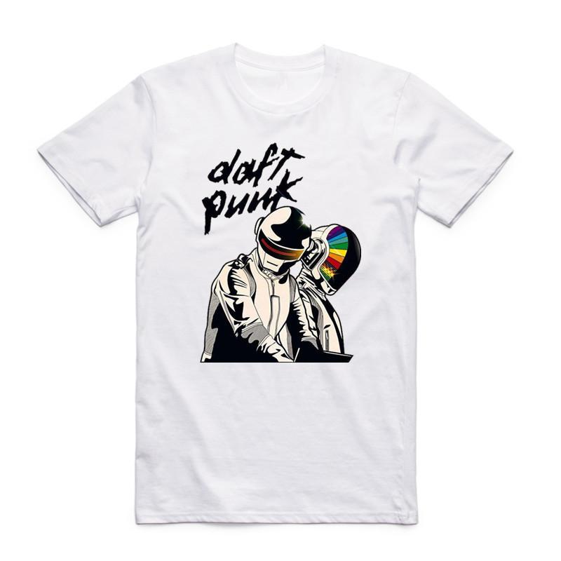 

2019 Daft Punk Men Women T Shirt Summer Short Sleeve French Music Band Punk T-shirts Men Casual Streetwear White Tops Tees 4XL