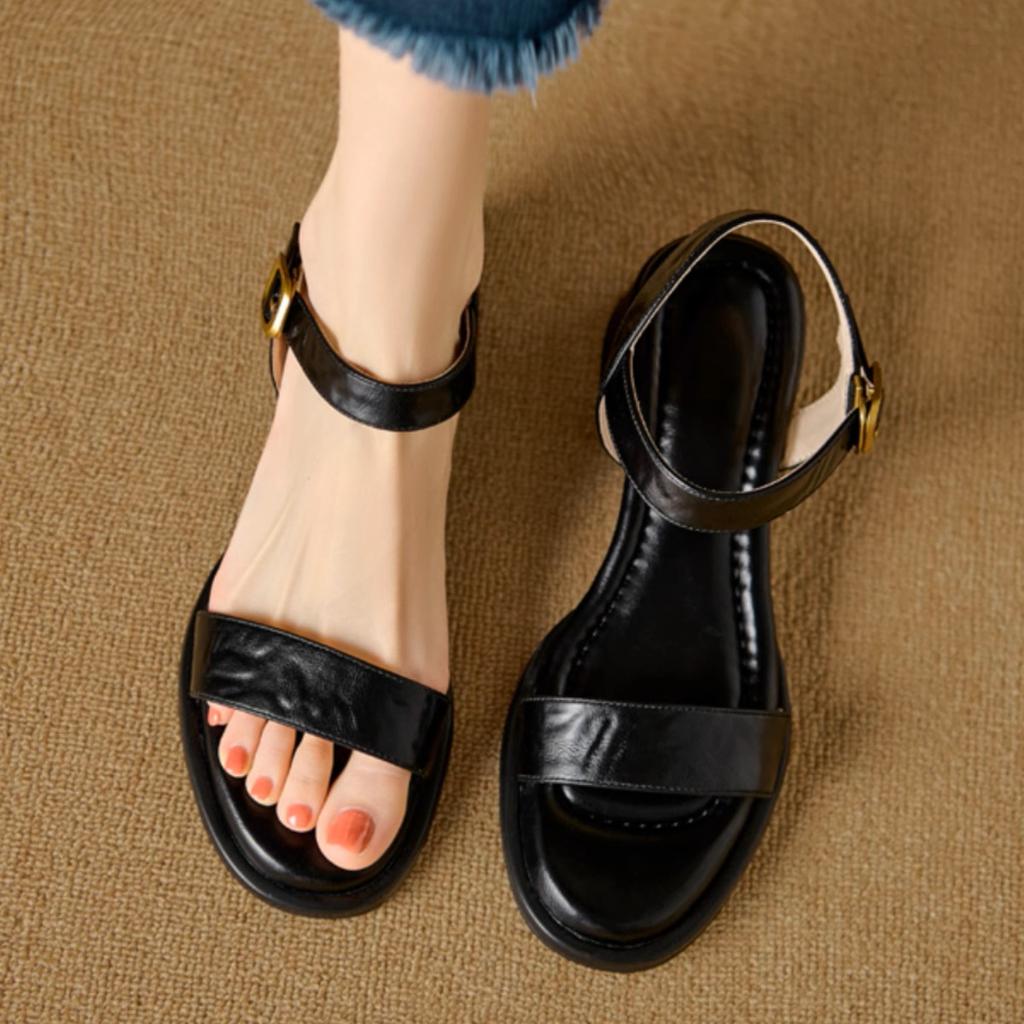 Retro Wort mit Zehensandalen Damen Sommer neu weiche Sohle keine müden Füße dicker Absatz Zehensandalen Römersandalen in Scheiße treten