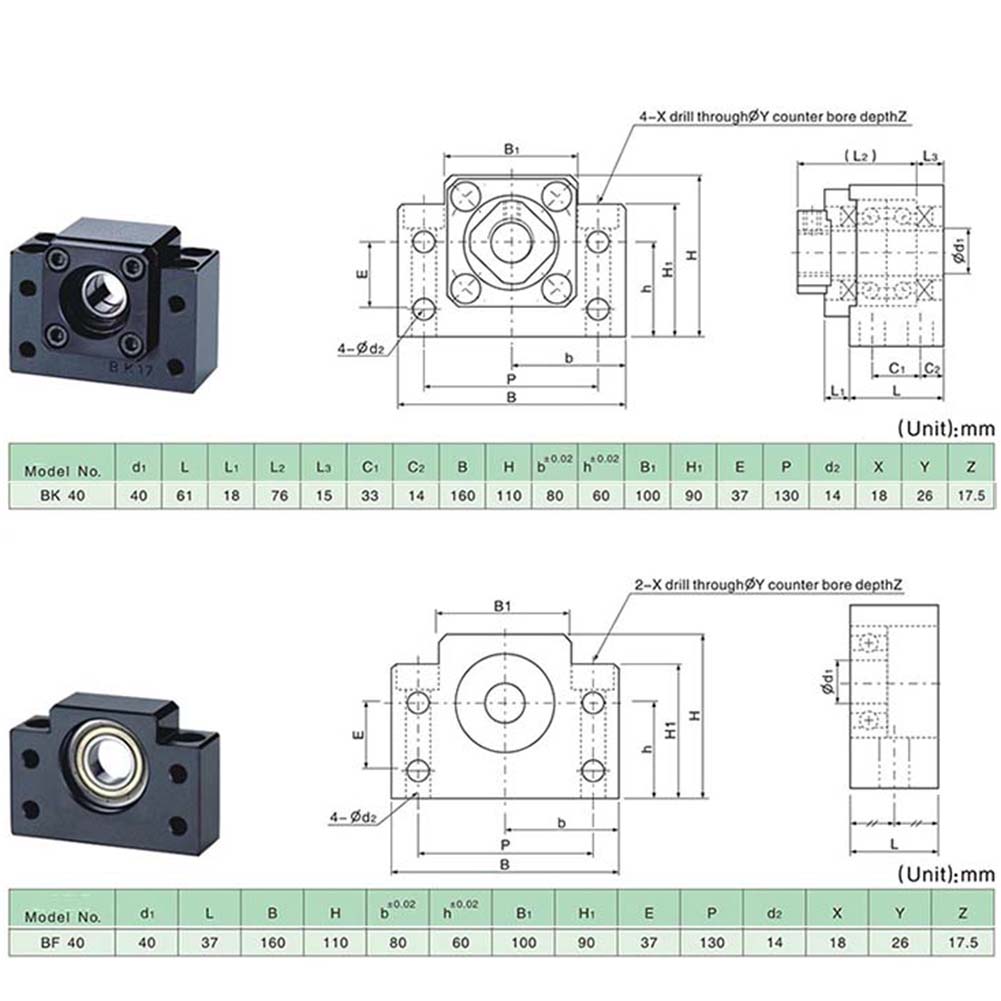 Ball Screw Bearing BK40 BF40 Bearing Ball Screw Assembly Standard Bearing Steel Material Excellent Craftsmanship
