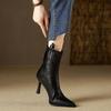 Pointed-toe Shoes, High-heeled Boots, Women's Shoes, Thin Heel, Soft Leather, Versatile, Short Boot