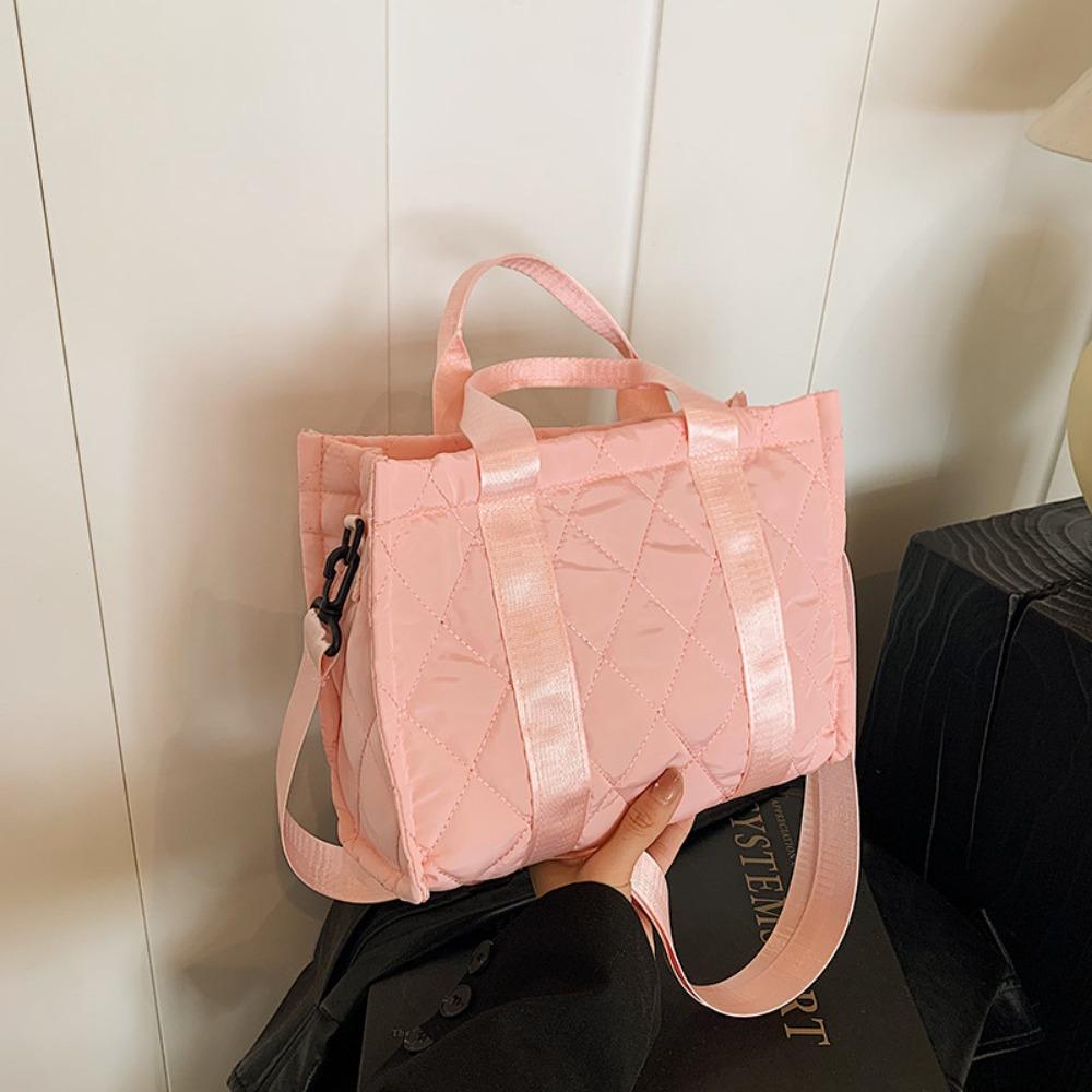 Rhombus Plaid Korean Shoulder Bag Korean Style Small Puffer Bag  Office Worker