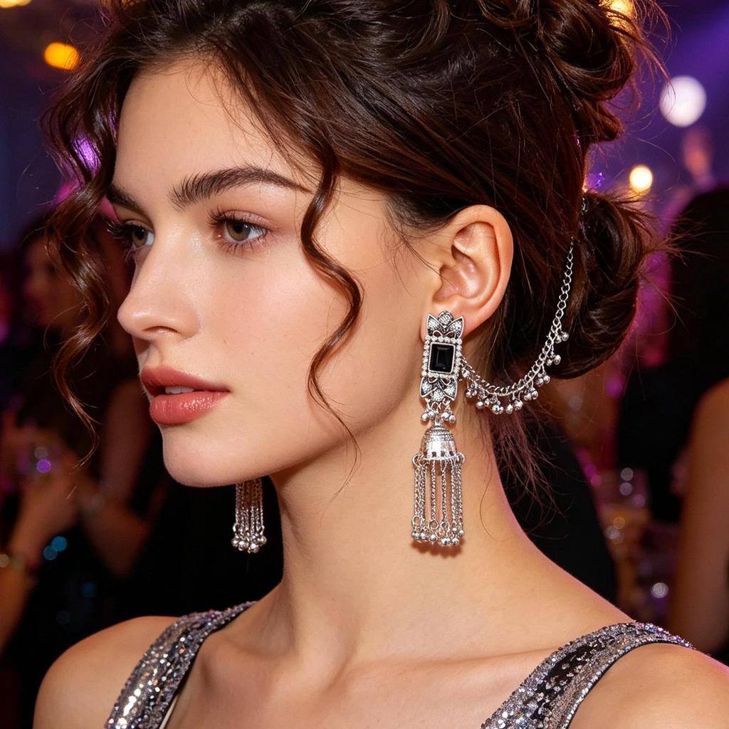 Bohemian Indian Style Long Tassel Bell Dangle Earrings