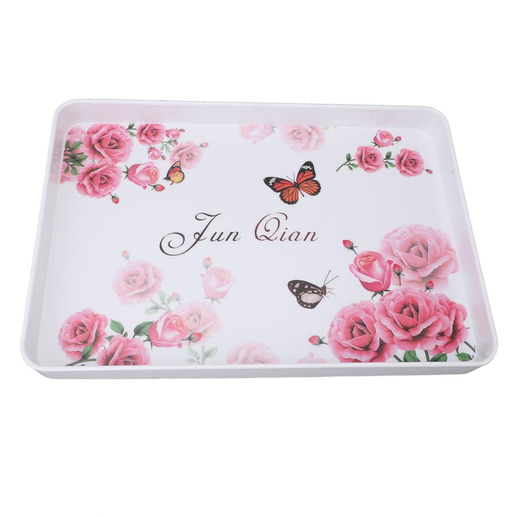 Plastic Serving Tray Rectangular 15.4x10.6in Reusable Food Platter for Snack Fruit Cookies Desserts 