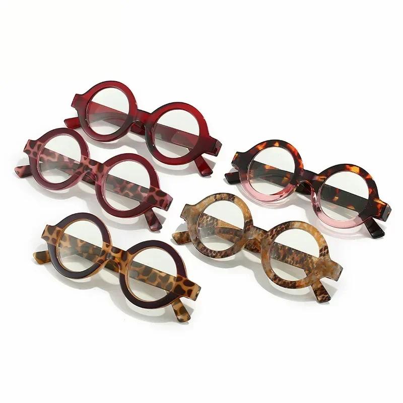 Retro Round Reading Glasses Men Women Fashion Leopard Presbyopia Eyeglasses Plus Diopter Anti-blue Light Eyewear 0+1.0+2.0+4.0