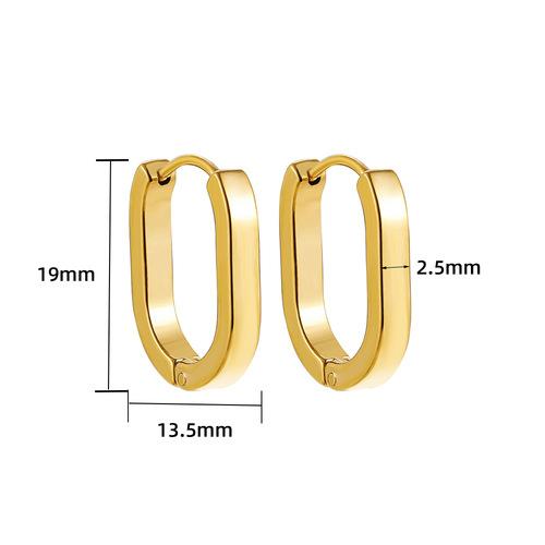 Stainless Steel 18K Gold Oval Earrings Geometric Classic Simple Glossy Stacked Thick Ear Buckle Ear Jewelry