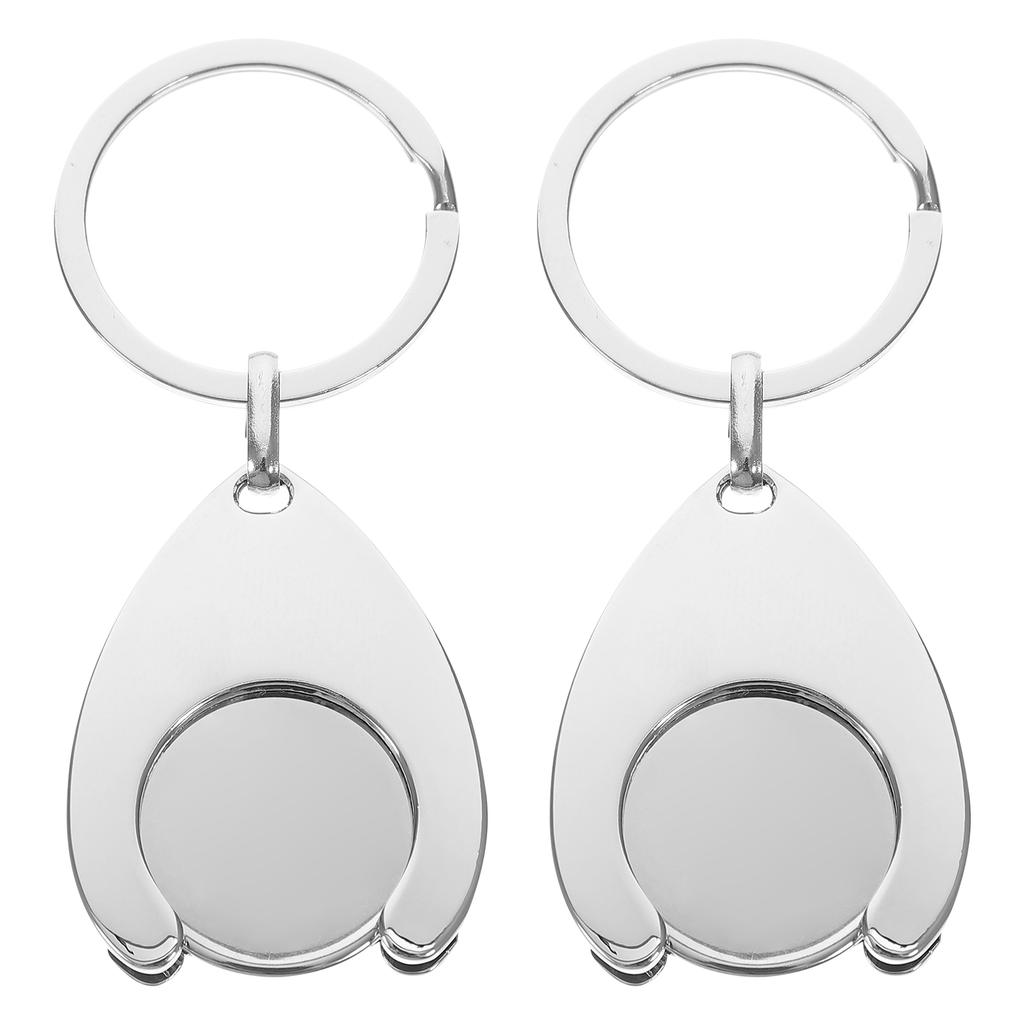 2pcs Trolley Coin Holder Keychains Keyring Coin Holder Supermarket Shopping Cart Chip Charms Metal Keychains Carts Coin Holder