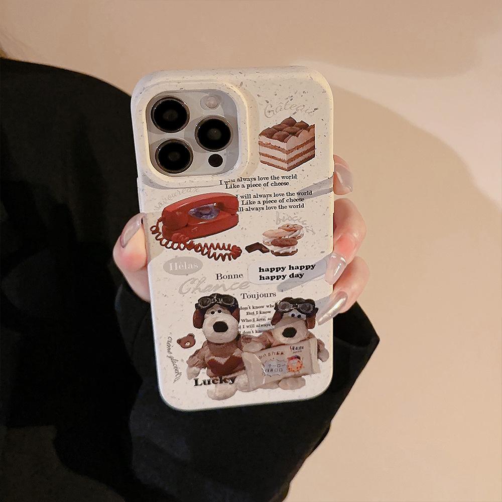 Retro ins phone case for dogs suitable for iPhone 17 Pro Max, iPhone 15, iPhone 13, matte, anti-drop, soft for iPhone 16, iPhone X