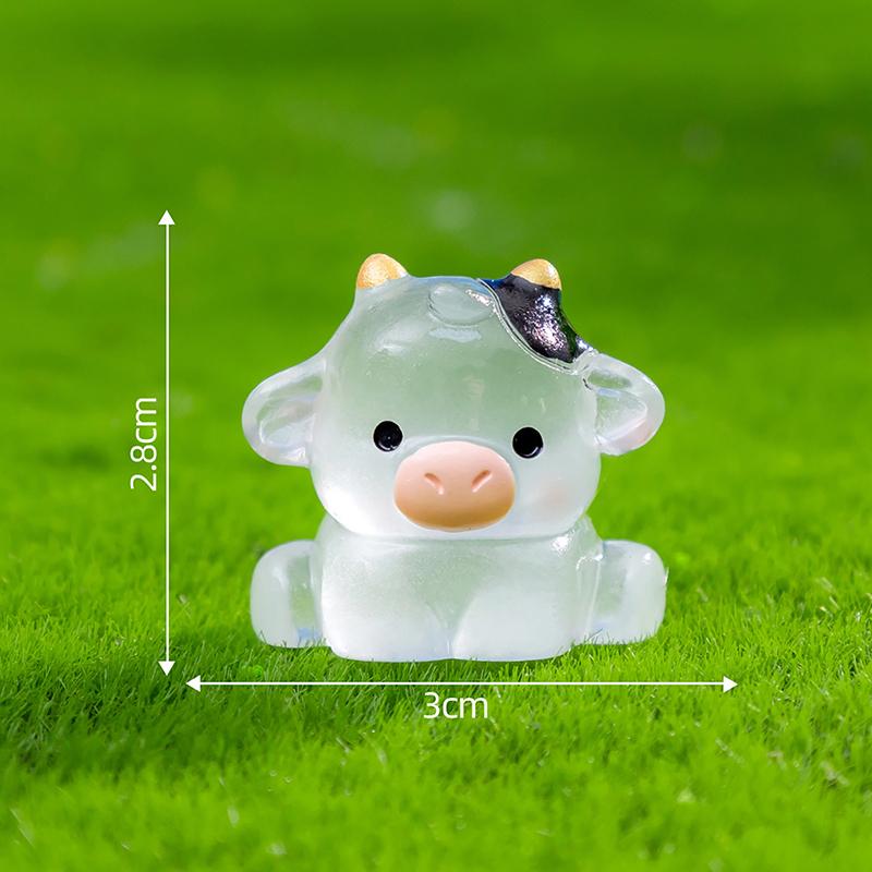 Creatively Cute Mini Luminous Cows Miniature Figurines DIY Home Decoration Accessories Gifts Car Desktop Small Ornaments