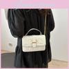 Sac bandoulière élégant en cuir PU 2024, petit sac carré tendance style coréen pour femme