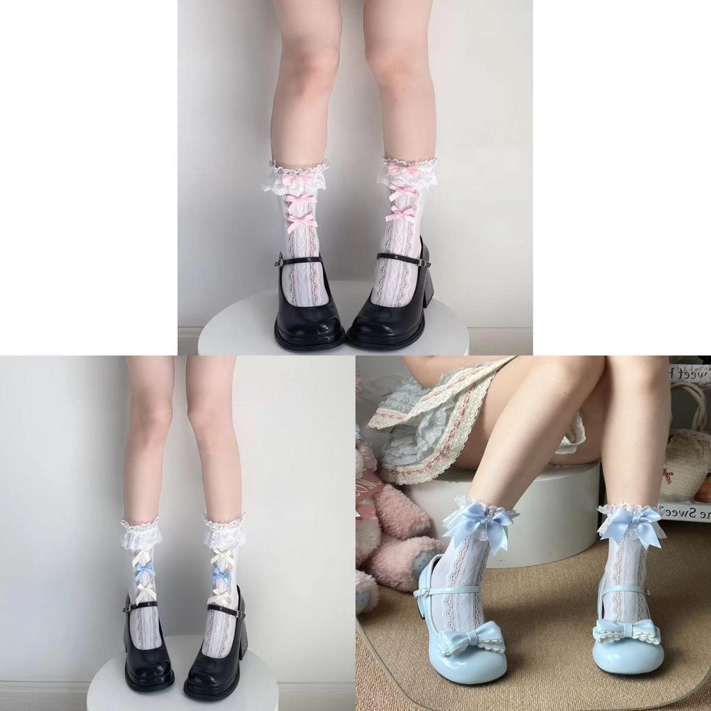 Lolita Heart Pattern Cotton Knee Socks With Antislip And Antibacterial Features For Teens And Girls