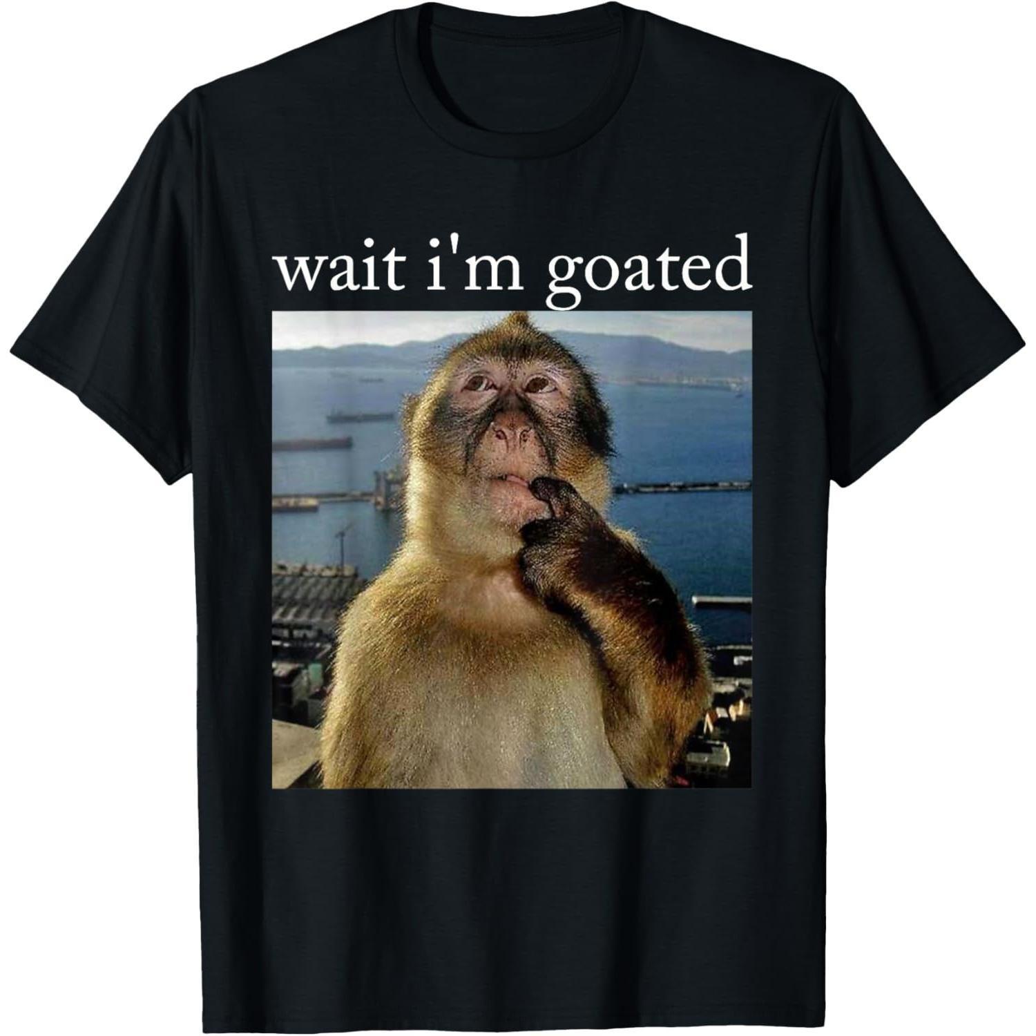 Wait I m Goated Funny Thinking Monkey Meme Brainrot Gift T-Shirt S разноцветный