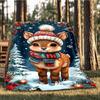 1pc Winter Deer Outdoor Personalized Flannel Blanket, Soft, Lightweight Personalized Flannel Blanket, Digital Printing,