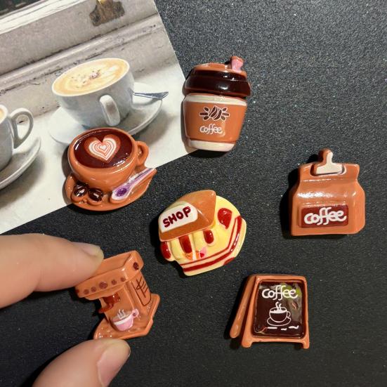 6Pcs Coffee Theme Refrigerator Magnet Resin Decorative Fridge Magnet Memo Notes Photo Holder for Home Kitchen