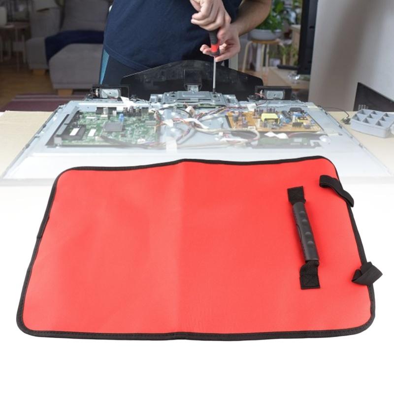 Roll Up Tool Bag Oxford Cloth Multi Pocket Thickened Handle Zipper Tool Bag For Electrician Blue