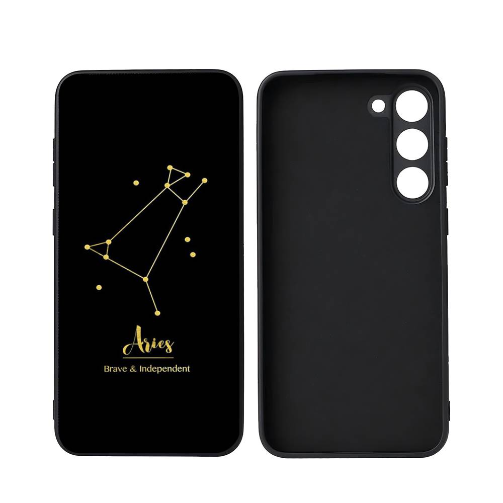 12 Constellations Zodiac Signs Luxury Black Phone Case For Samsung Galaxy S23 S24 S25 Ultra S22 Plus S21