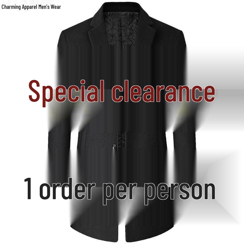 Men's Slim Woolen Windbreaker Jacket - Autumn/Winter 2022, Medium/Long Coat